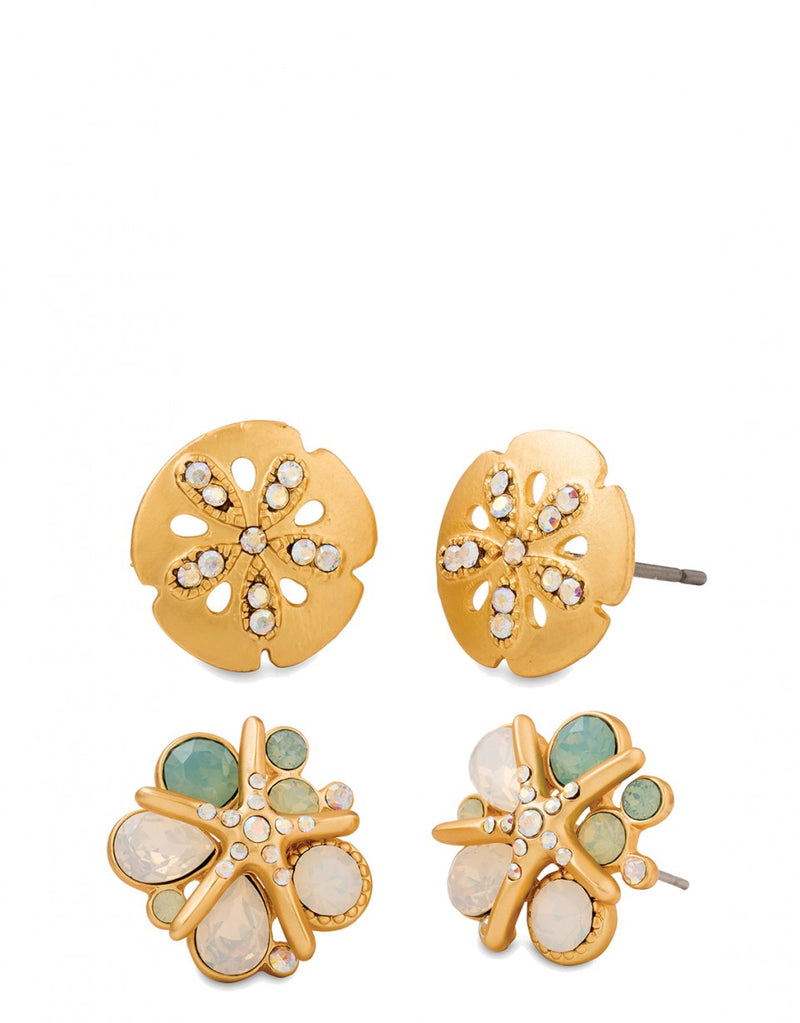 Spartina Sea Stud Earrings Set - Sand Dollar/Starfish